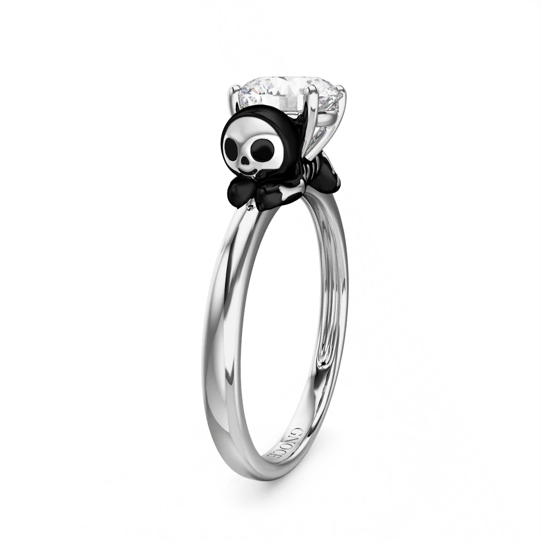 Gnoce Skeleton Gingerbread Man Embraces Moissanite Ring Platinum-plated Silver Blend - Image 5