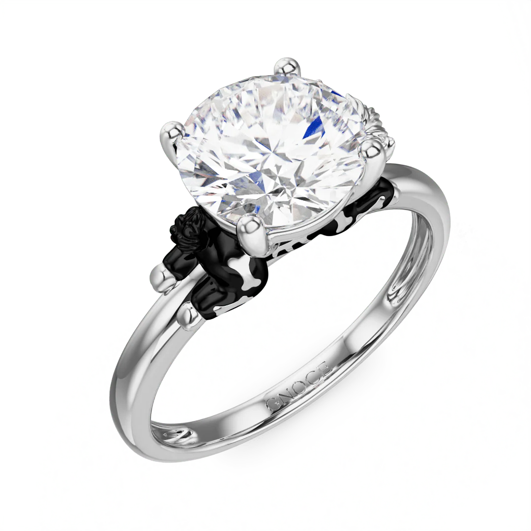 Gnoce Skeleton Highland Cow Embraces Moissanite Ring Platinum-plated Silver Blend - Image 3