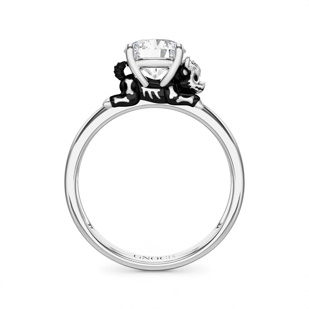 Gnoce Skeleton Highland Cow Embraces Moissanite Ring Platinum-plated Silver Blend - Image 4