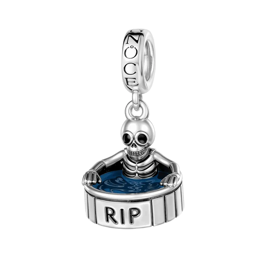 Gnoce Skeleton In A Bath Charm Platinum-plated Silver Blend - Image 2