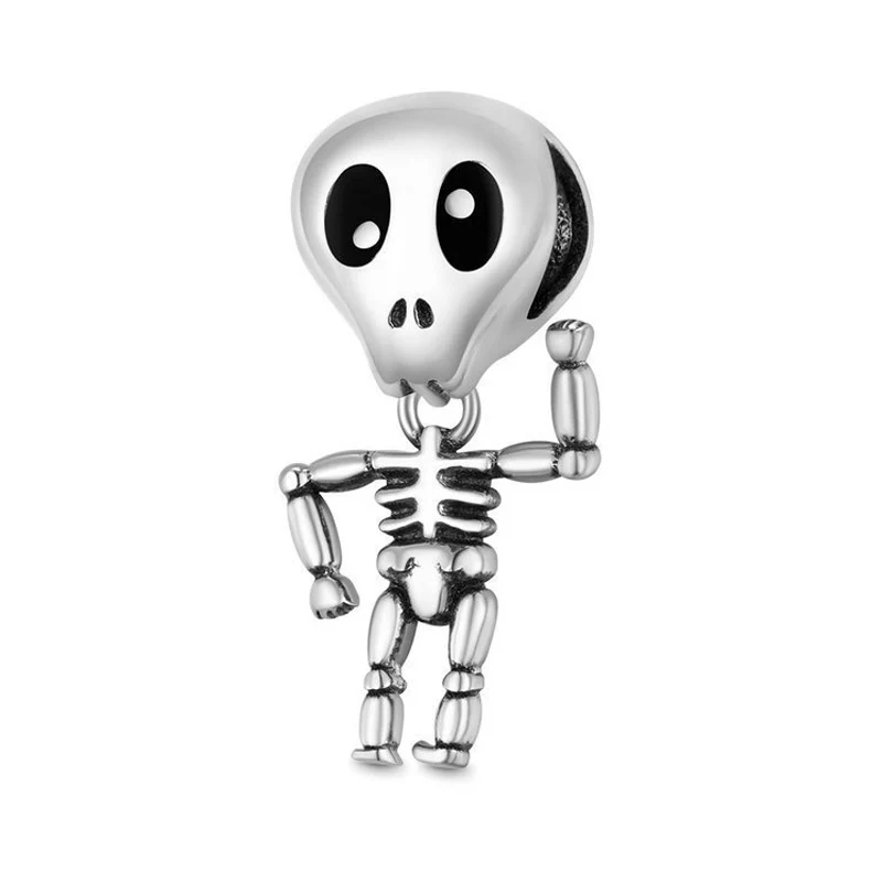Skeleton Man Pendant Dangle Charm Sterling Silver