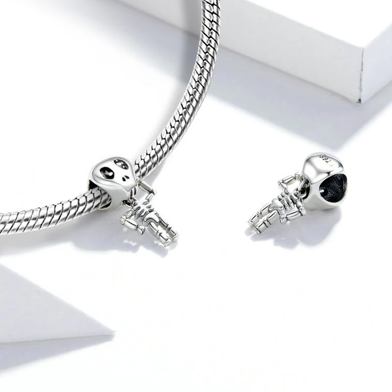Skeleton Man Pendant Dangle Charm Sterling Silver - Image 2
