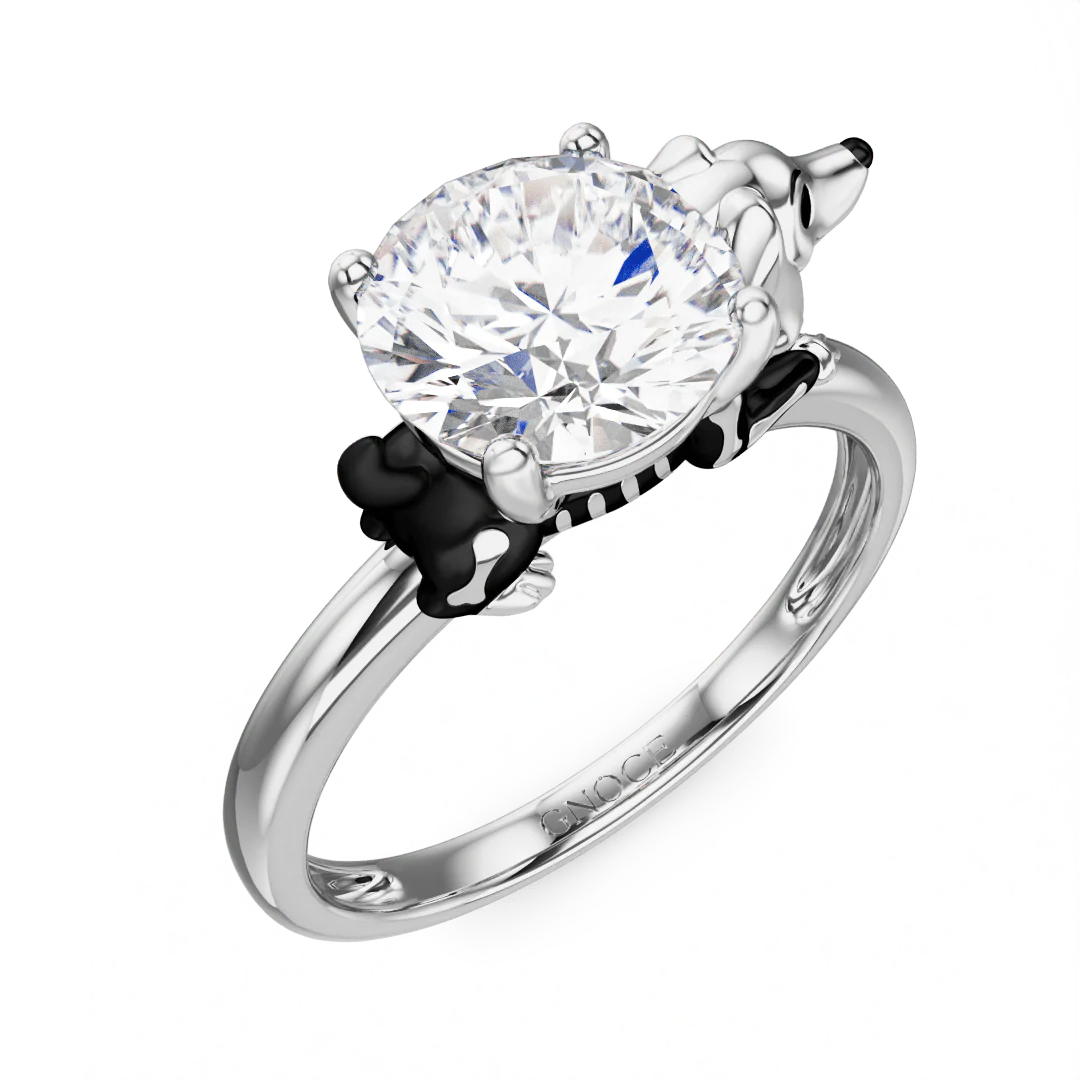Gnoce Skeleton Puppy Embraces Moissanite Ring Platinum-plated Silver Blend - Image 3