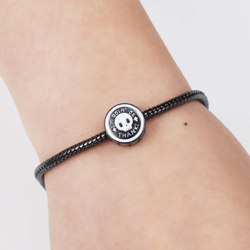 Gnoce The Sad Ghost Club-Skelly Skull Charm Platinum-plated Silver Blend - Image 3