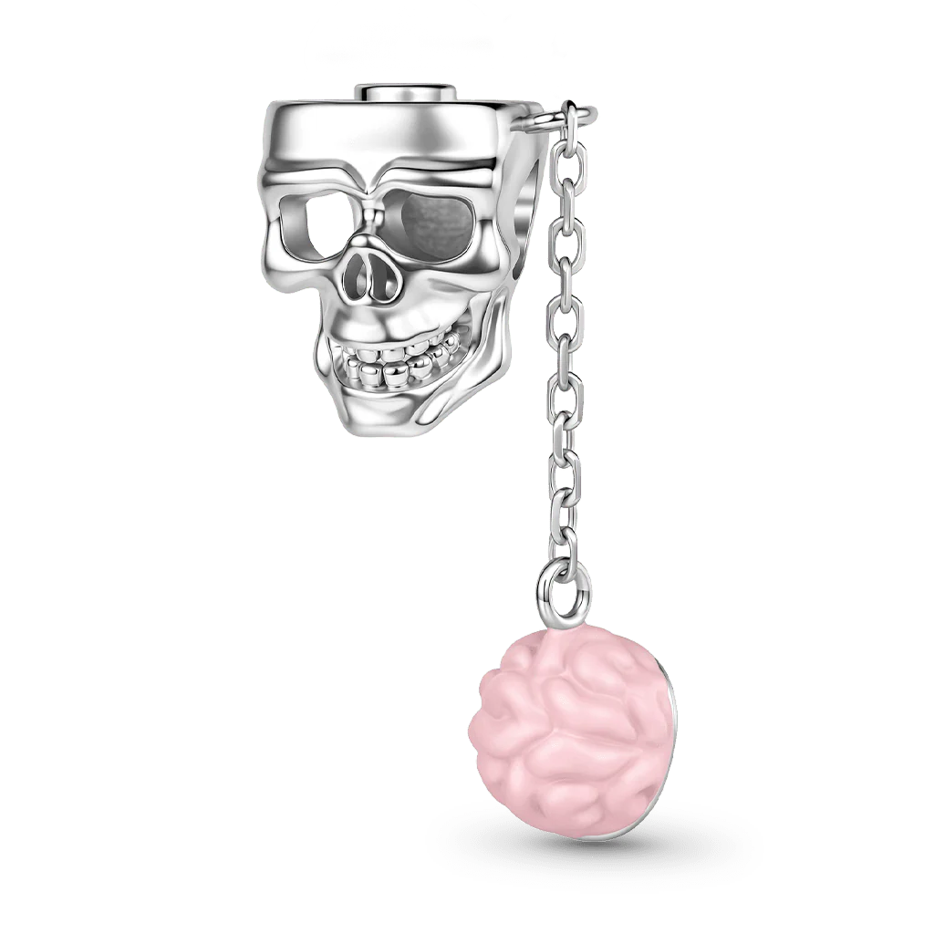 Gnoce  Skull Brain Charm Platinum-plated Silver Blend - Image 2