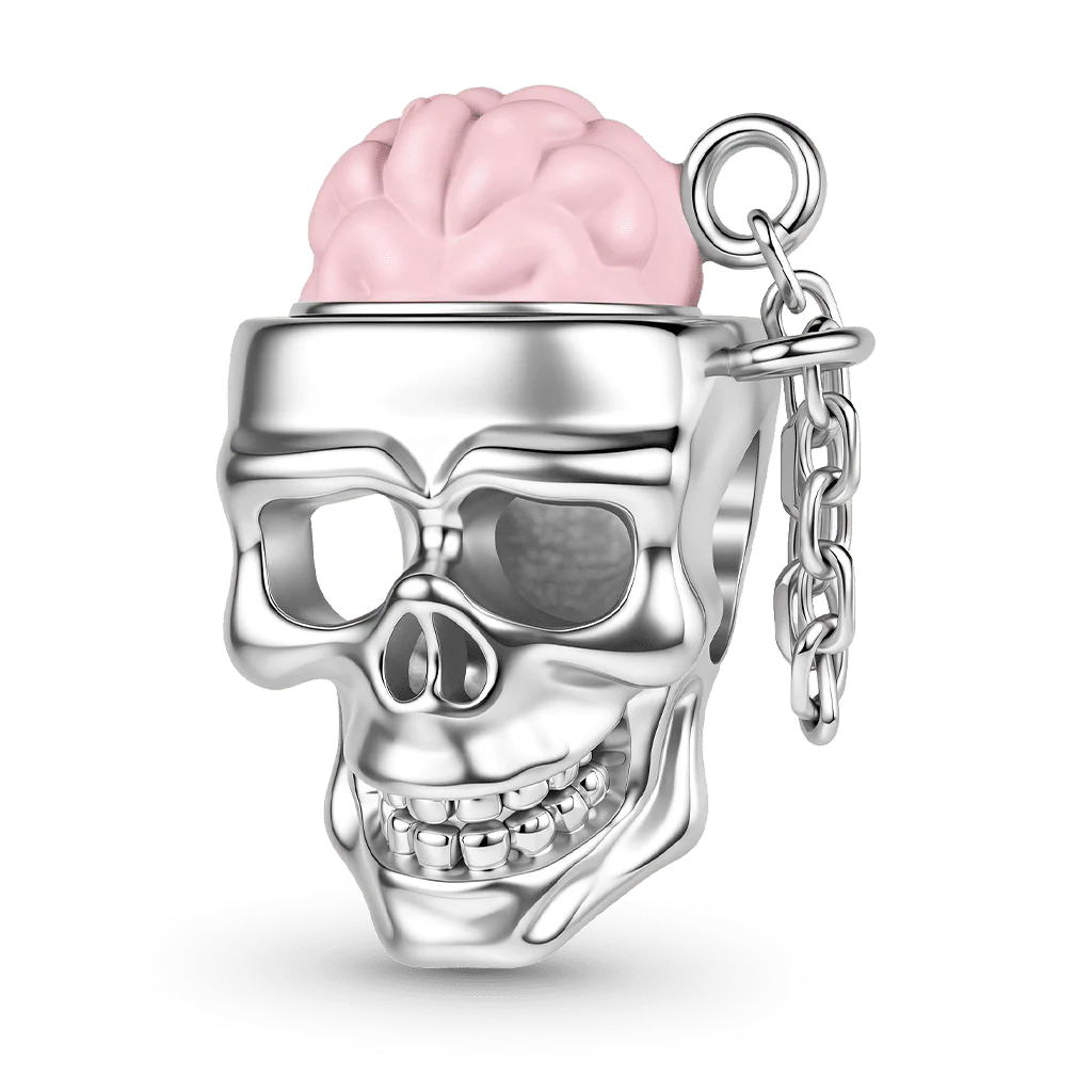Gnoce  Skull Brain Charm Platinum-plated Silver Blend - Image 3