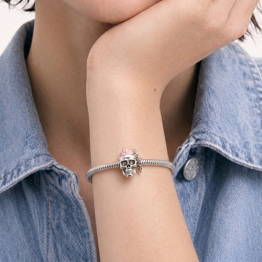 Gnoce  Skull Brain Charm Platinum-plated Silver Blend - Image 4