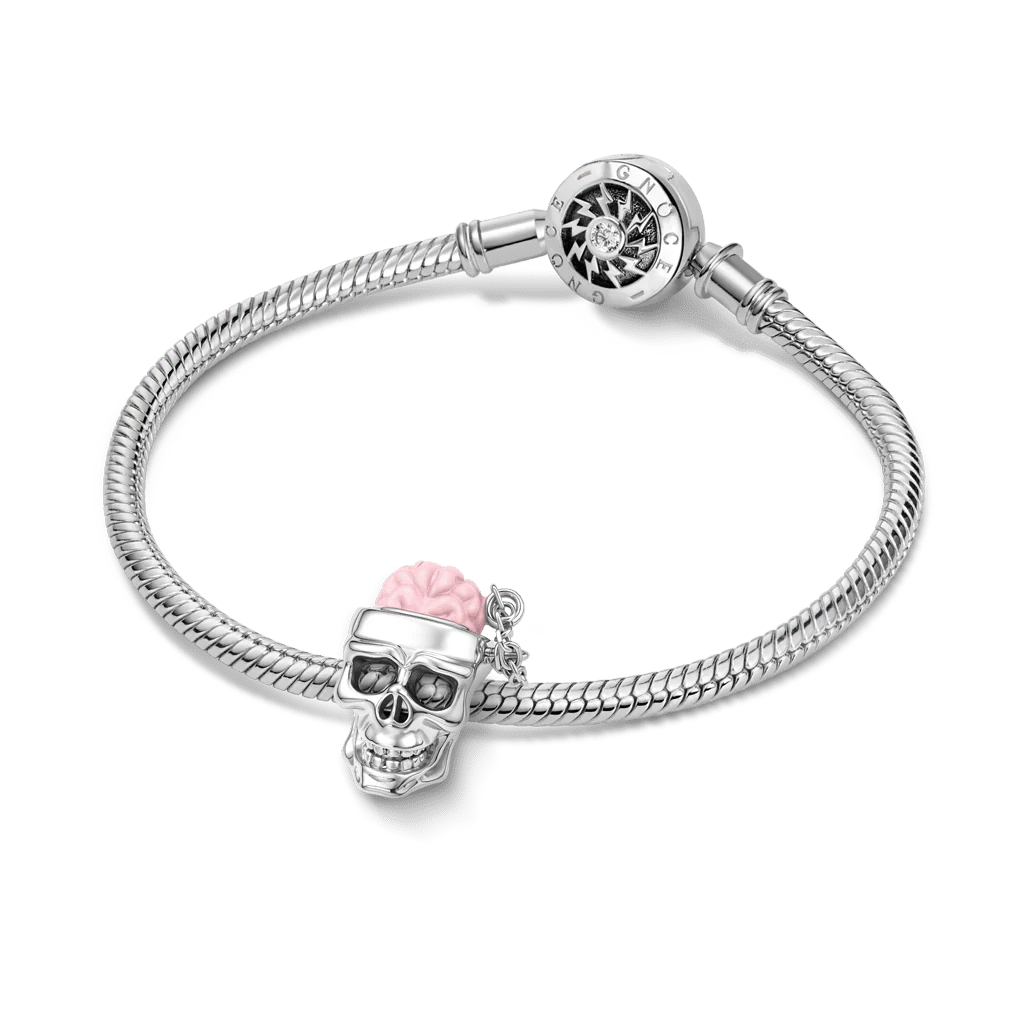 Gnoce  Skull Brain Charm Platinum-plated Silver Blend - Image 5