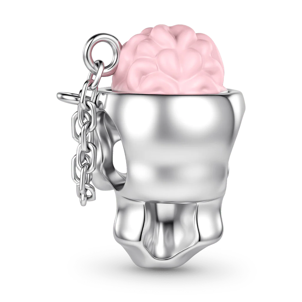 Gnoce  Skull Brain Charm Platinum-plated Silver Blend - Image 7