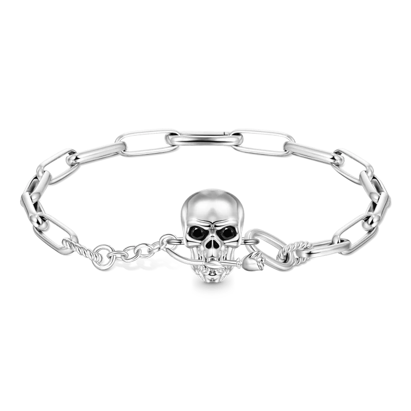 Gnoce Skull Element Link Chain Bracelet Platinum-plated Silver Blend