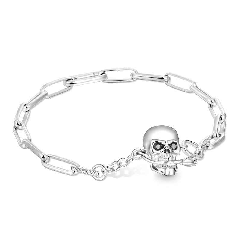 Gnoce Skull Element Link Chain Bracelet Platinum-plated Silver Blend - Image 2