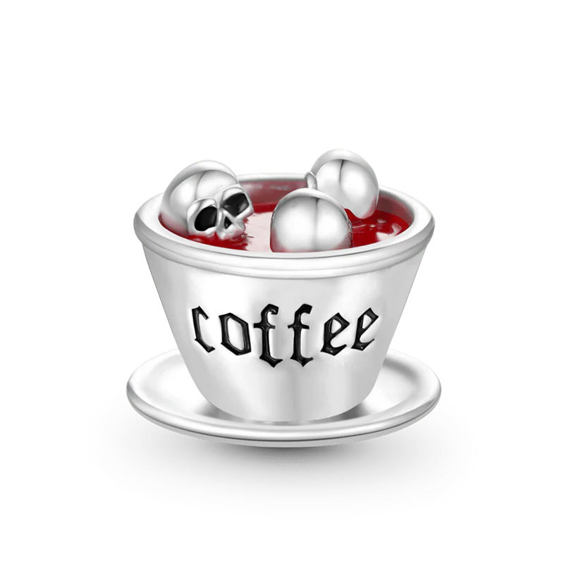 Gnoce Skull Coffee Cup Charm Platinum-plated Silver Blend
