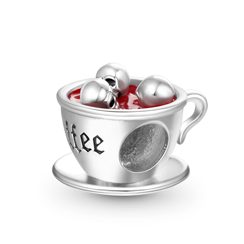 Gnoce Skull Coffee Cup Charm Platinum-plated Silver Blend - Image 2