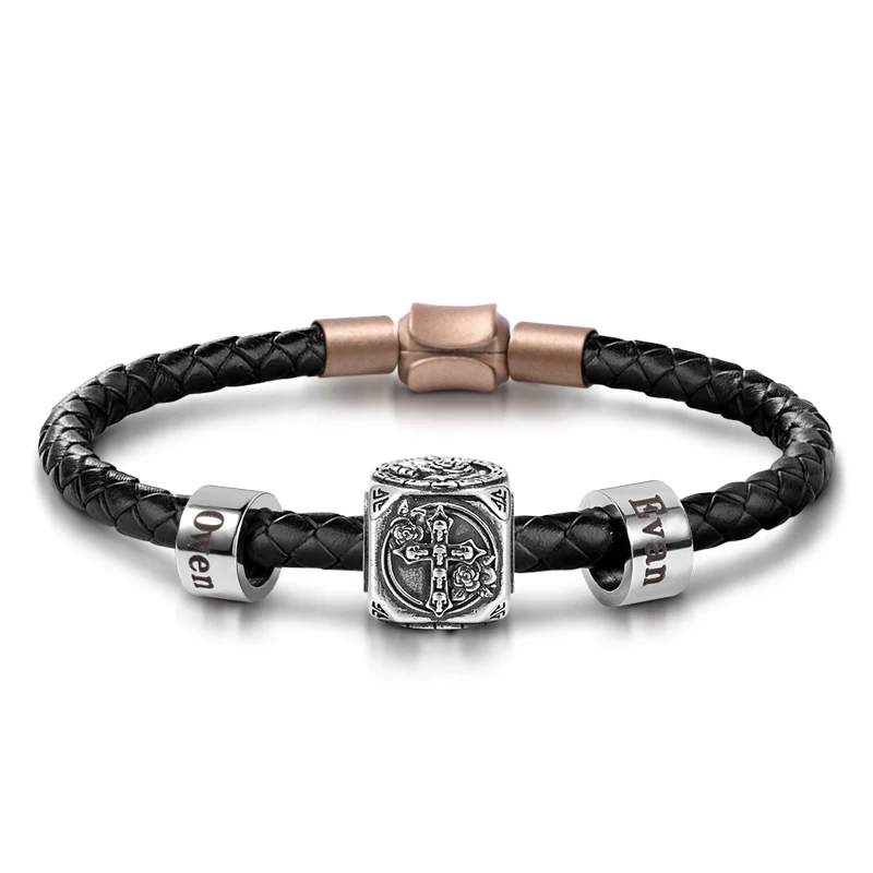 Gnoce Rose Skull Cross & Customized Charm Platinum-plated Silver Blend