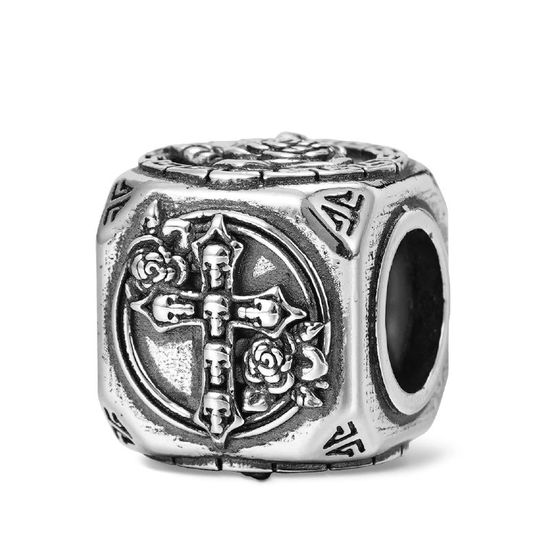 Gnoce Rose Skull Cross & Customized Charm Platinum-plated Silver Blend - Image 2