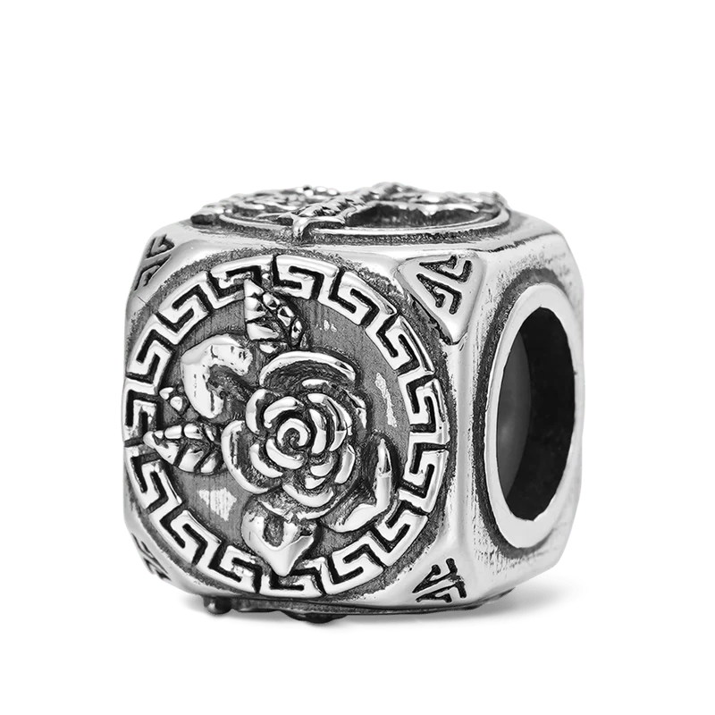 Gnoce Rose Skull Cross & Customized Charm Platinum-plated Silver Blend - Image 3