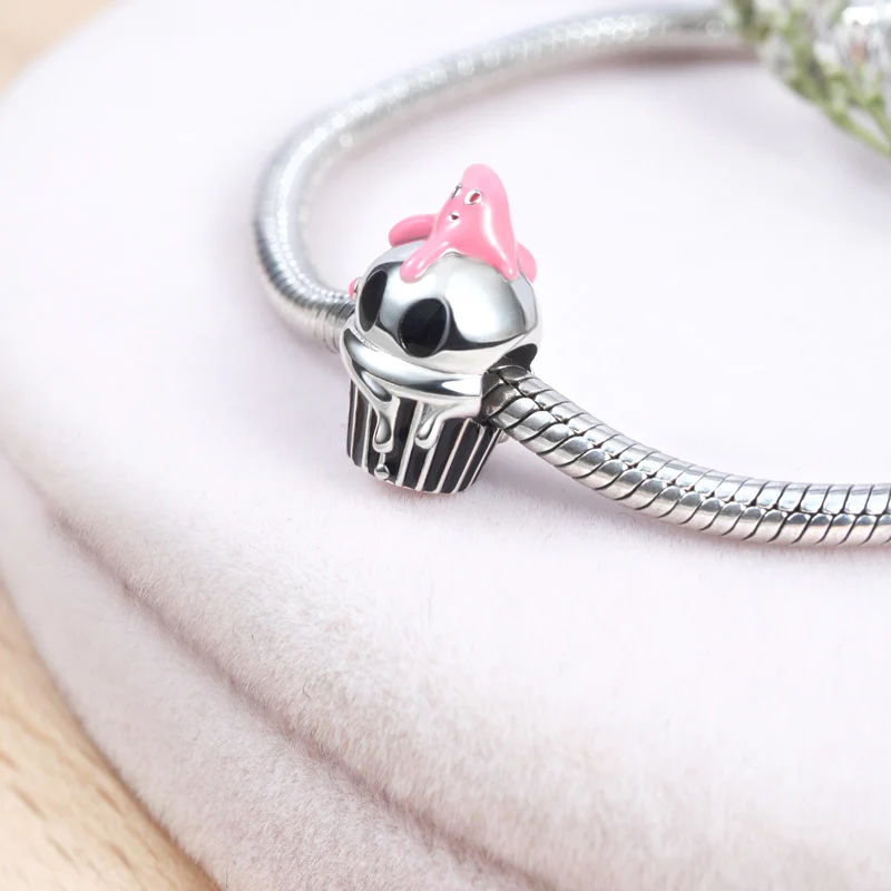 Gnoce Skull Cup Cake Charm Platinum-plated Silver Blend - Image 2