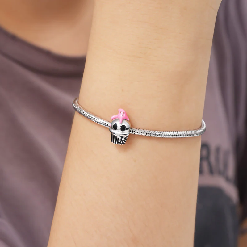 Gnoce Skull Cup Cake Charm Platinum-plated Silver Blend - Image 3