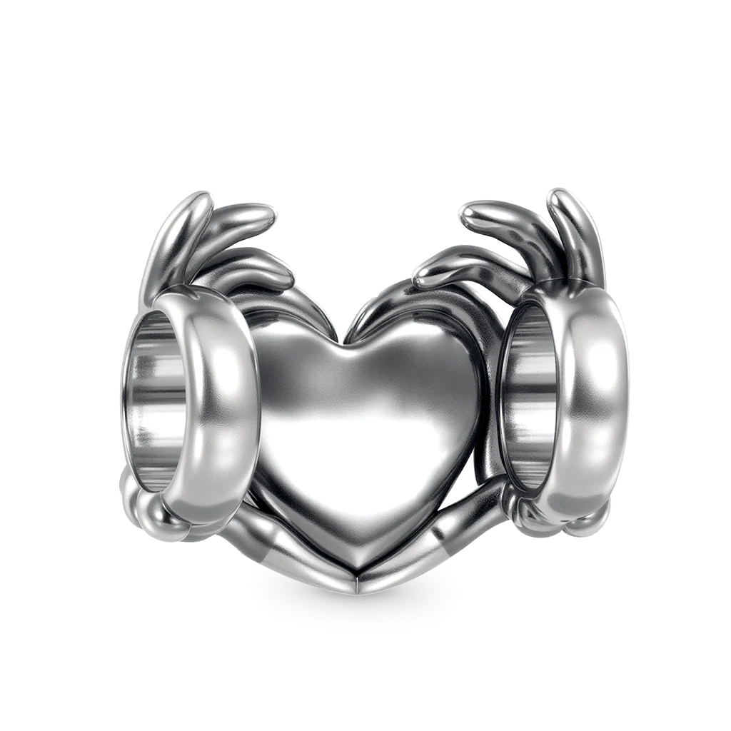 Gnoce Skull Hand Heart Letter Charm Platinum-plated Silver Blend - Image 5