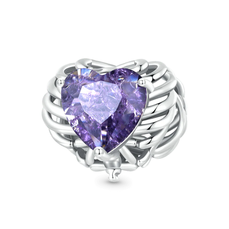 Gnoce Sparkling Purple Skull Heart Charm