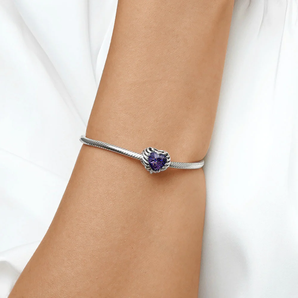 Gnoce Sparkling Purple Skull Heart Charm - Image 5