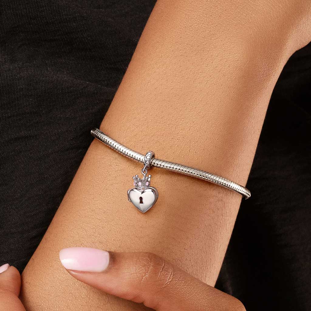 Gnoce Openable Skull Lock Birthstone Charm Platinum-plated Silver Blend - Image 2
