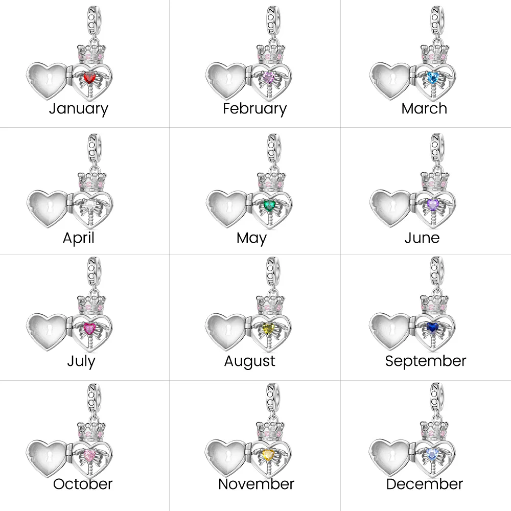 Gnoce Openable Skull Lock Birthstone Charm Platinum-plated Silver Blend - Image 6