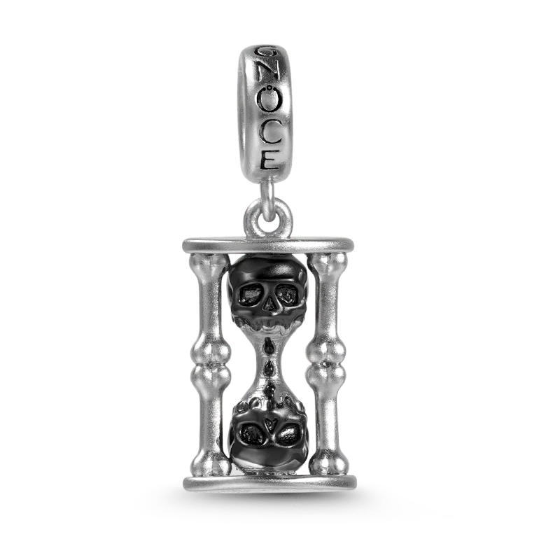 Gnoce Skull Hourglass Charm Platinum-plated Silver Blend