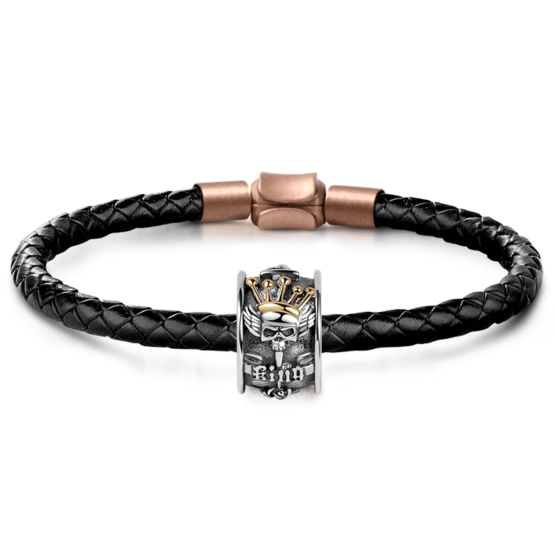 Gnoce Skull King Charm Platinum-plated Silver Blend