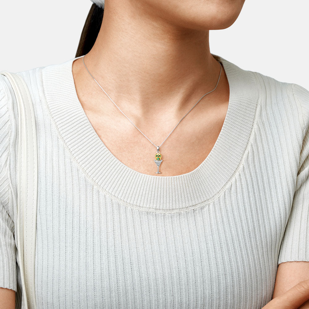 Gnoce Skull Martini Necklace Platinum-plated Silver Blend - Image 3