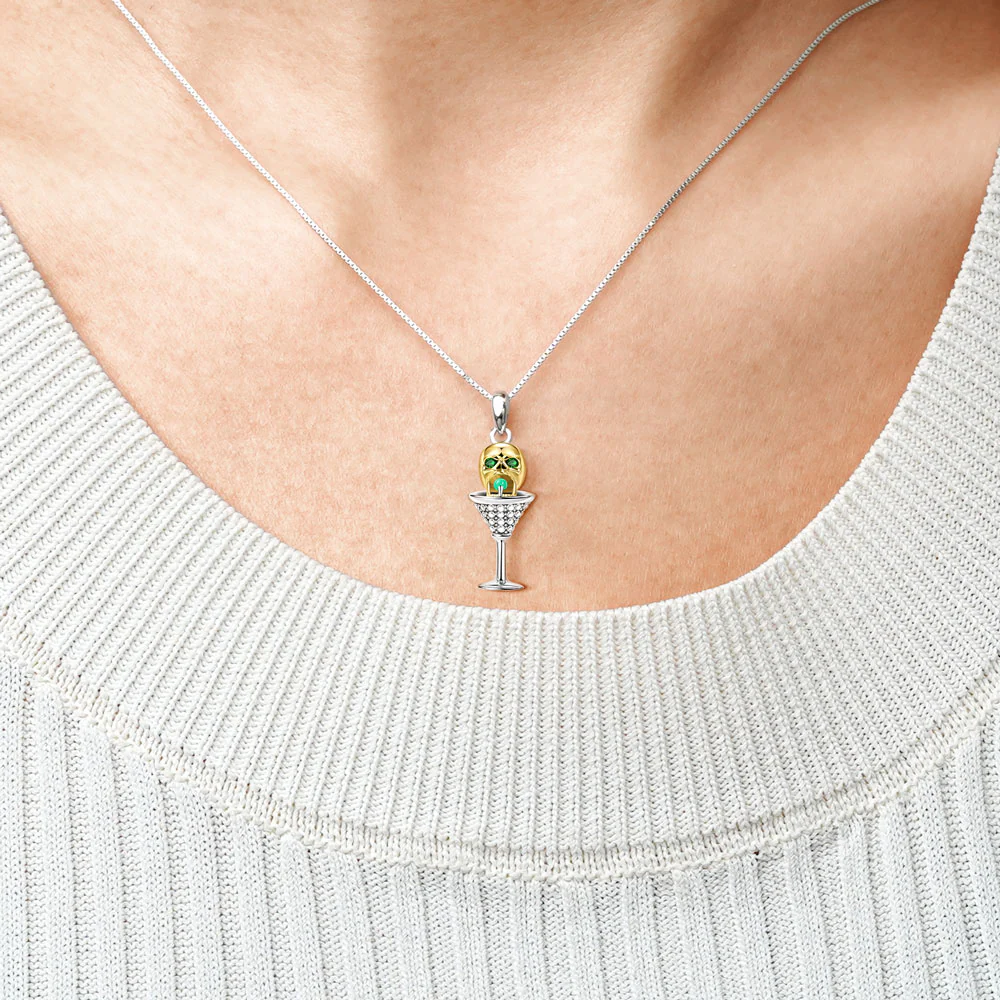 Gnoce Skull Martini Necklace Platinum-plated Silver Blend - Image 4