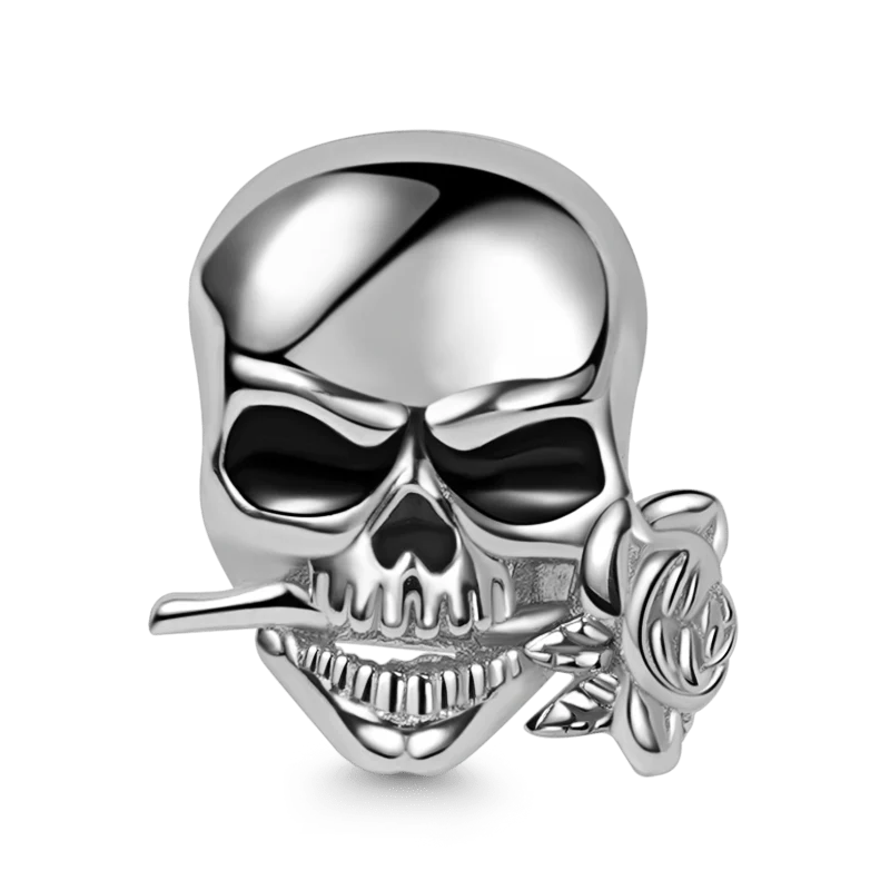 Skull & Rose Charm Bead 925 Sterling Silver
