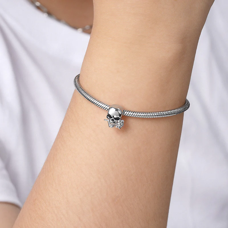Skull & Rose Charm Bead 925 Sterling Silver - Image 3