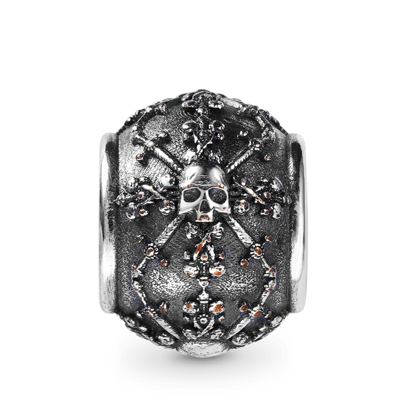 Gnoce Skull with Swords Men's Vintage Charm Platinum-plated Silver Blend - Image 2