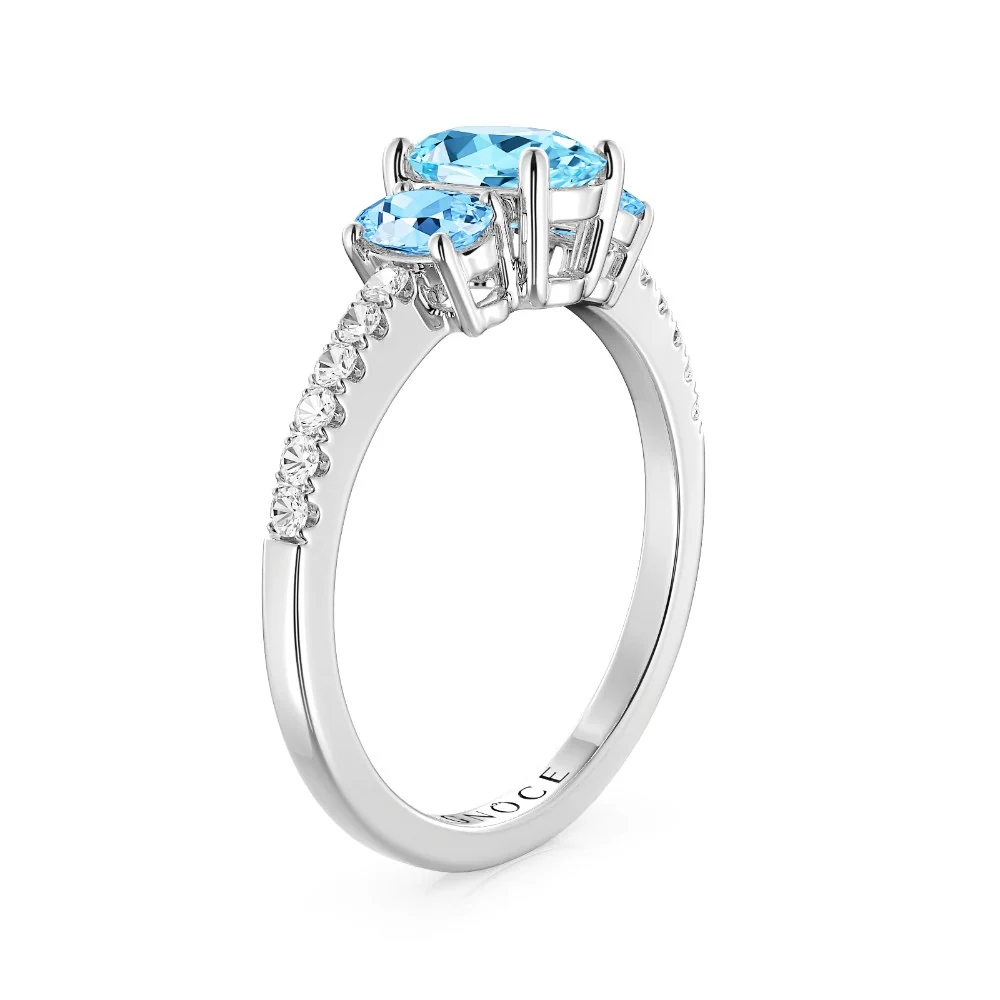 Gnoce Sky Blue Three-Stone Engagement Ring Platinum-plated Silver Blend - Image 2