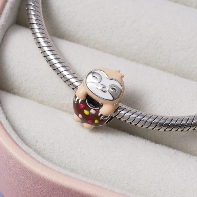 Sloth Donut Charm Bead Sterling Silver - Image 2