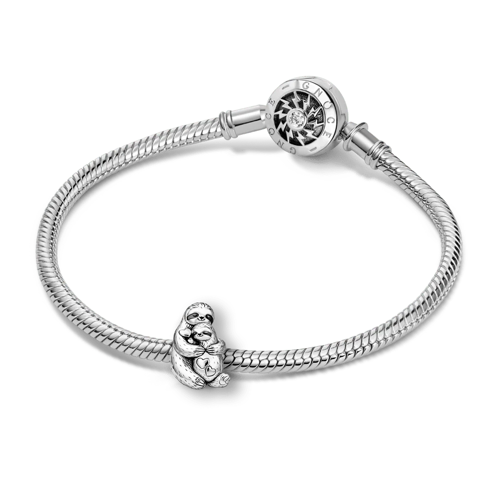 Gnoce Sloth Mother Child Charm Platinum-plated Silver Blend - Image 3