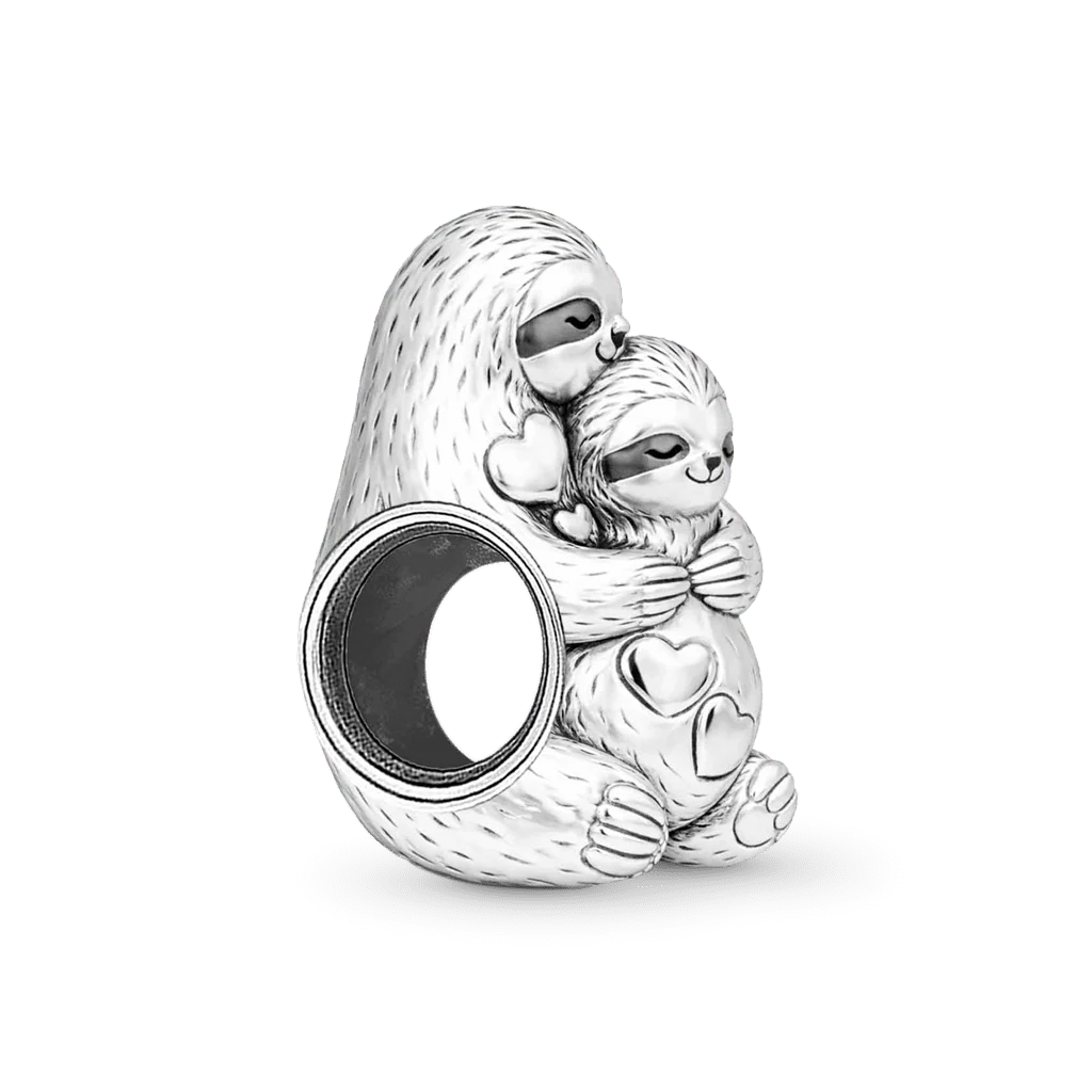 Gnoce Sloth Mother Child Charm Platinum-plated Silver Blend - Image 5