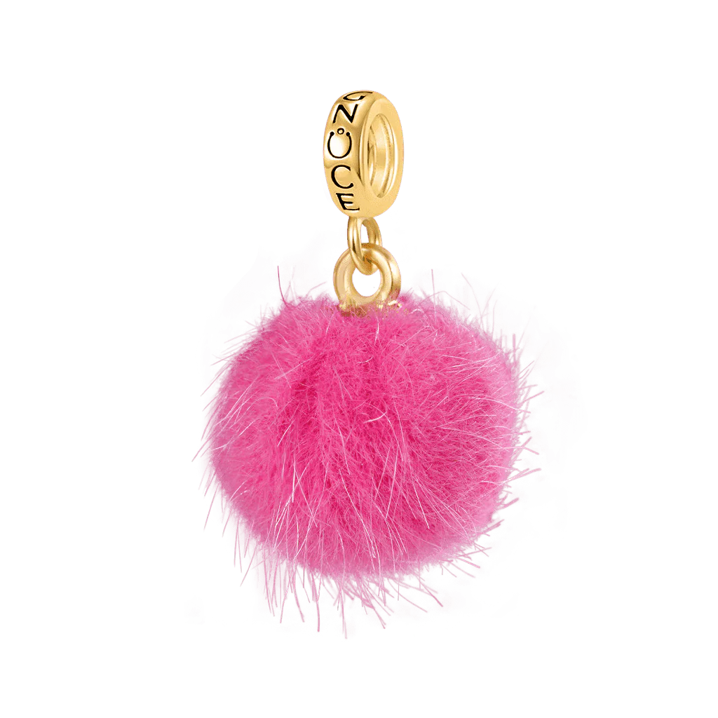 Gnoce Multicolor Small Fur Ball Charm Platinum-plated Silver Blend