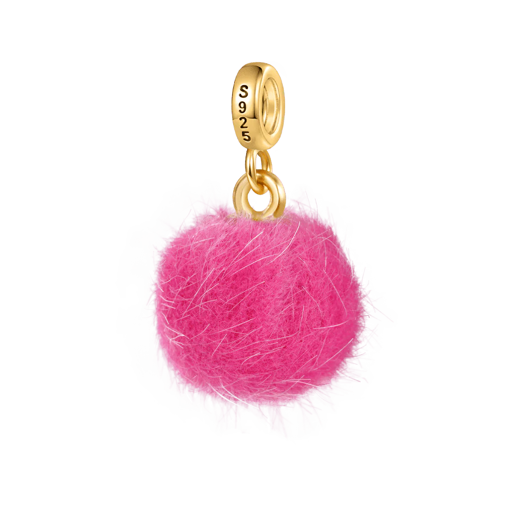 Gnoce Multicolor Small Fur Ball Charm Platinum-plated Silver Blend - Image 2