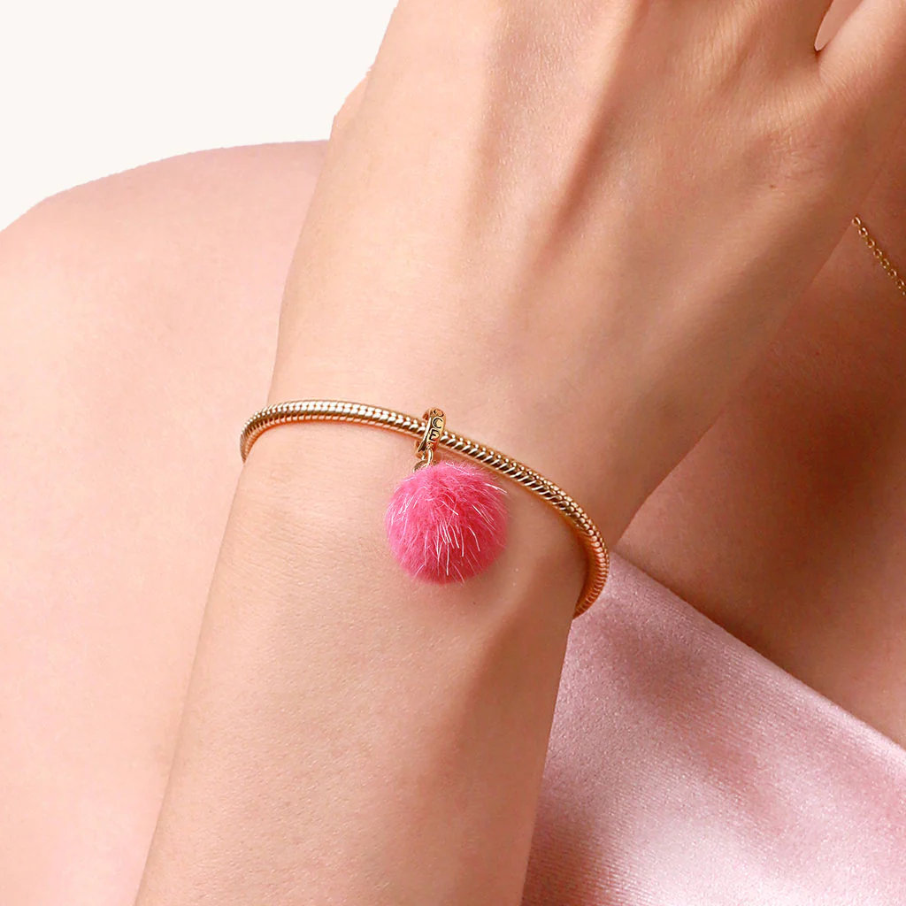 Gnoce Multicolor Small Fur Ball Charm Platinum-plated Silver Blend - Image 6
