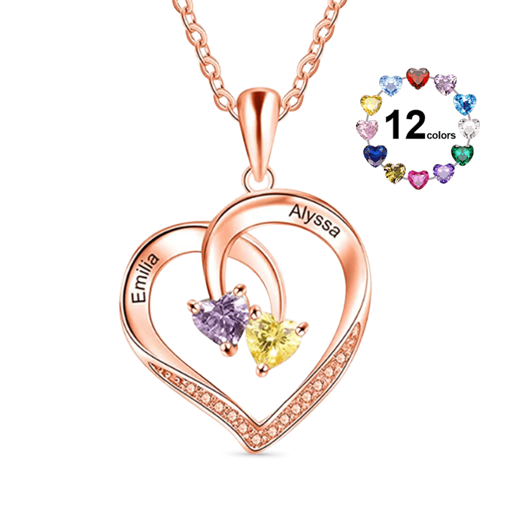 Gnoce Smart Heart Engravable Birthstone Necklace