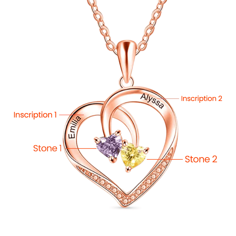 Gnoce Smart Heart Engravable Birthstone Necklace - Image 2