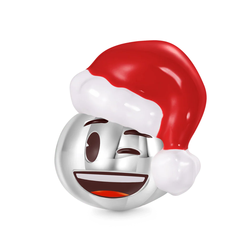 Gnoce Santa Hat Winking Smiley Pumpkin Charm Platinum-plated Silver Blend