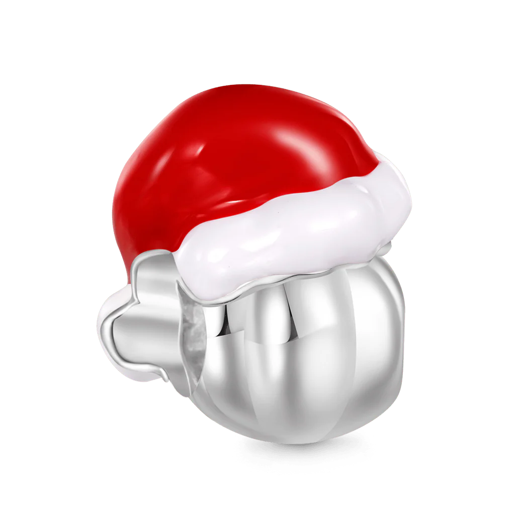 Gnoce Santa Hat Winking Smiley Pumpkin Charm Platinum-plated Silver Blend - Image 2