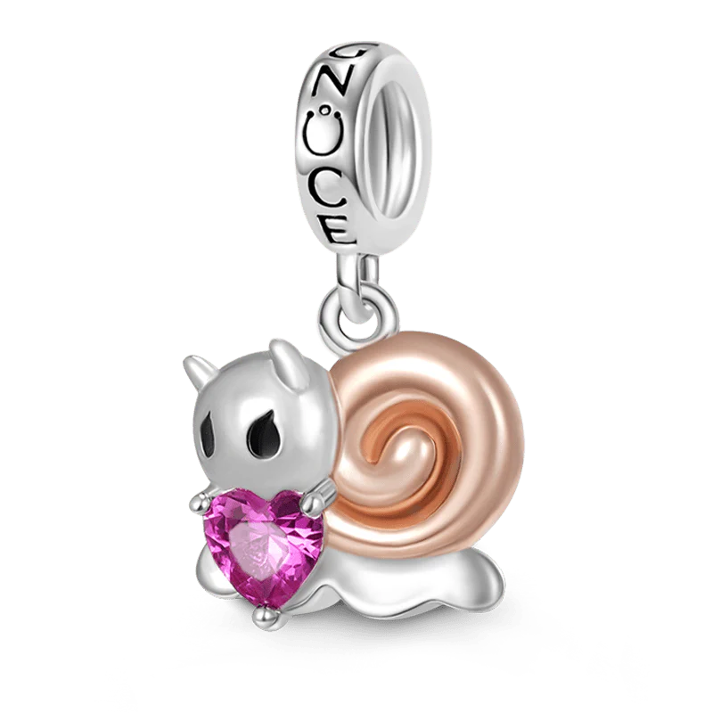 Gnoce Snails Embraces Heart Gem Charm Platinum-plated Silver Blend