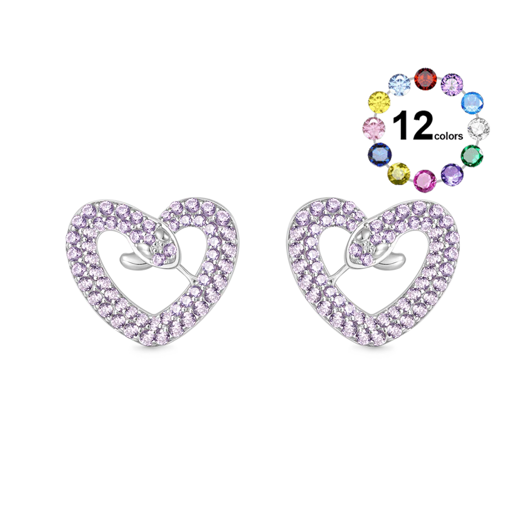Gnoce Snake Heart Shape Stud Earrings