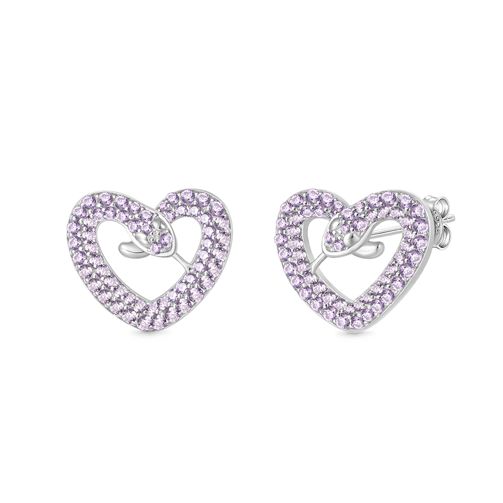 Gnoce Snake Heart Shape Stud Earrings - Image 2