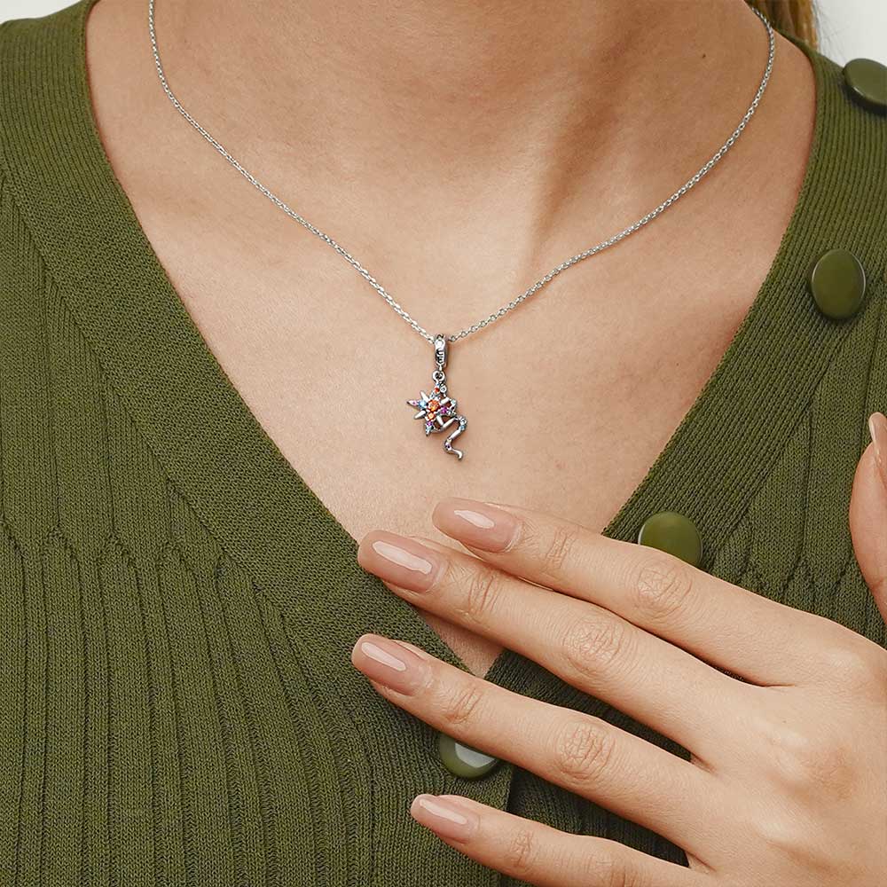 Gnoce Sparkling Snake & Star Double Charm Platinum-plated Silver Blend - Image 7
