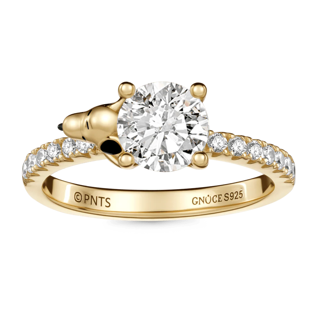 Gnoce  Peanuts Snoopy Carrying Moissanite Round Cut Ring - Image 4